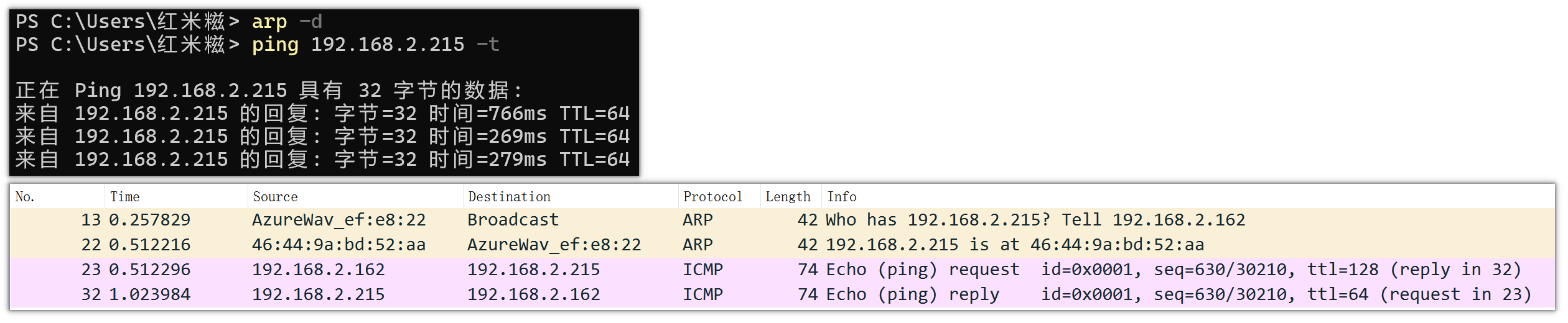 Wireshark ping 截图