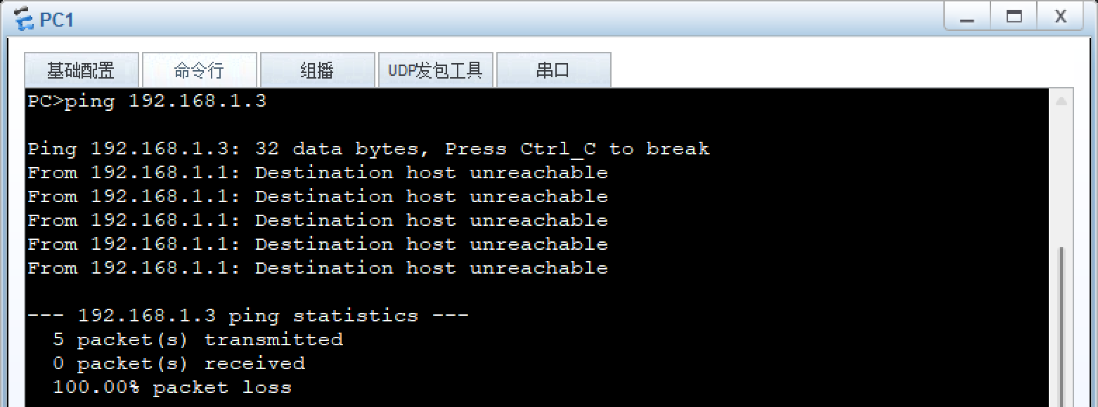 PC1 ping PC3 超时